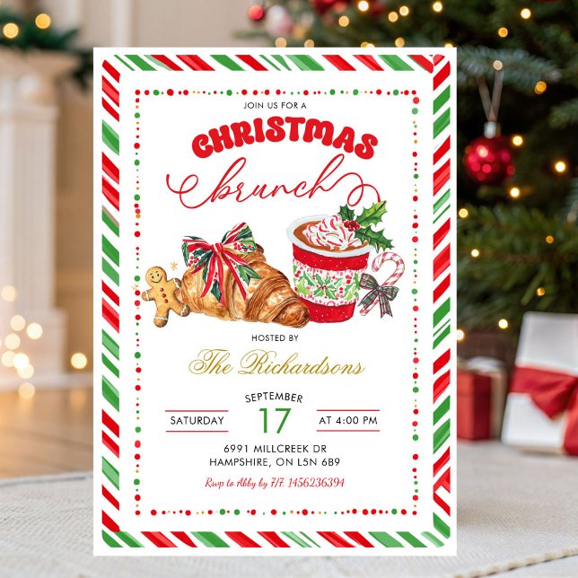 Preppy Holiday Pastries Christmas Brunch Party Invitation (Creator Uploaded)
