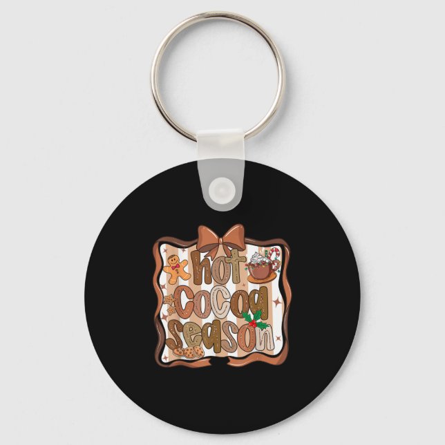Preppy Hot Cocoa Season Cookie Gingerbread Bow Xma Key Ring (Front)