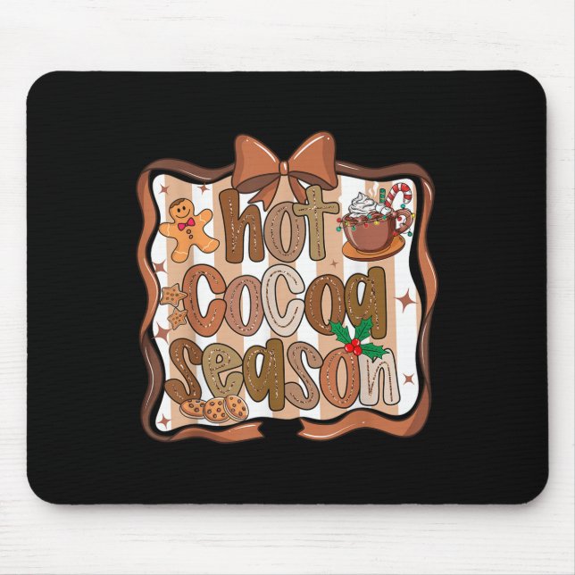 Preppy Hot Cocoa Season Cookie Gingerbread Bow Xma Mouse Pad (Front)