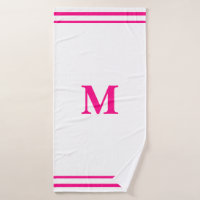 Preppy Hot Pink Elegant Minimal Border Initial
