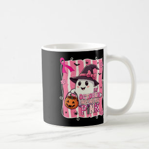 Preppy In October We Wear Pink Ghost Breast Cancer Coffee Mug