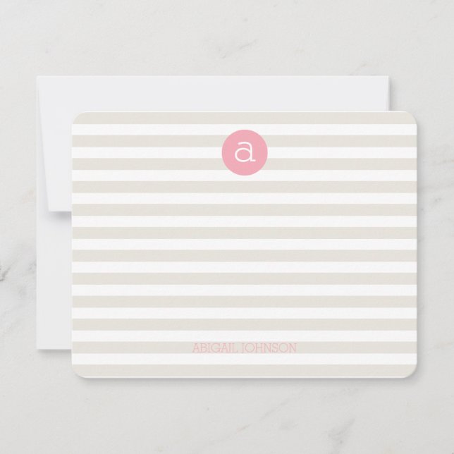 Preppy Initial Personalised Stationery Note Card (Front)