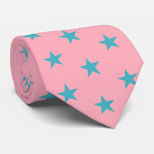 Preppy Jockey Silks Pink Blue Green Stars Derby Tie
