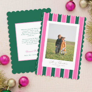 Preppy Joy Christmas Photo Card Scalloped Holiday
