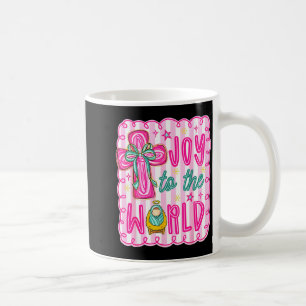 Preppy Joy To The World Christian Christmas Cross  Coffee Mug