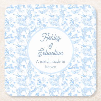 Preppy Jungle Chinoiserie Toile Square Paper Coaster