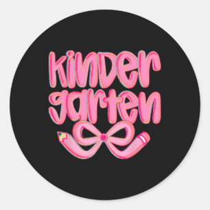 Preppy Kindergarten Back To School Coquette Bow Te Classic Round Sticker