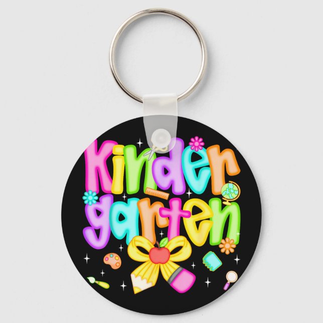 Preppy kindergarten back to school teacher kinder key ring (Front)