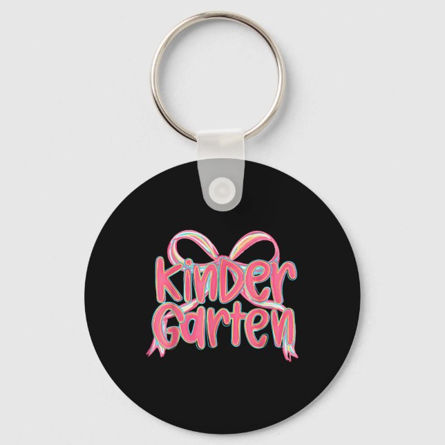 Preppy Kindergarten Coquette Bow Back To School Te Key Ring (Front)