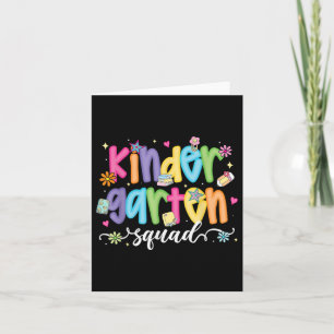 Preppy Kindergarten Squad Team Crew Teacher Back T Card