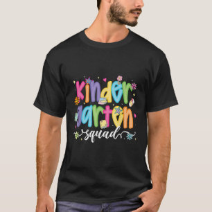 Preppy Kindergarten Squad Team Crew Teacher Back T T-Shirt
