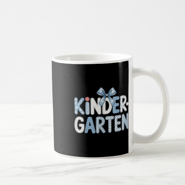 Preppy Kindergarten Teacher Team Bow Back To Schoo Coffee Mug (Right)