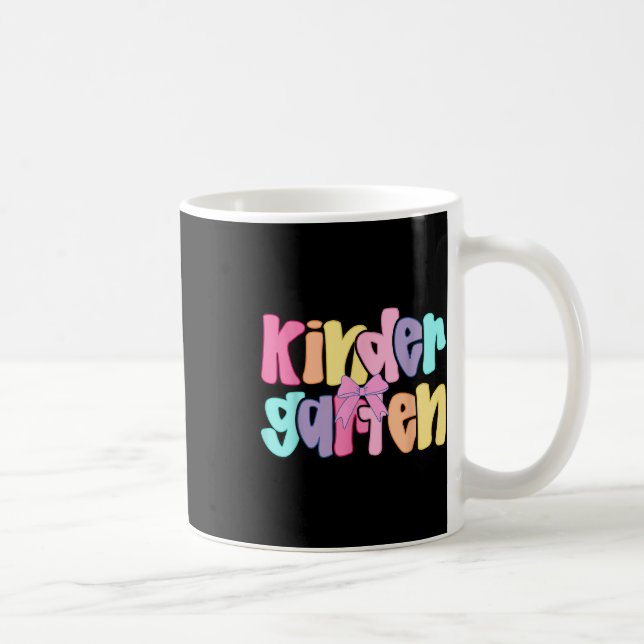 Preppy Kindergarten Teacher Team Bow Back To Schoo Coffee Mug (Right)
