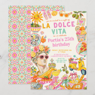 Preppy La Dolce Vita Birthday Invitation
