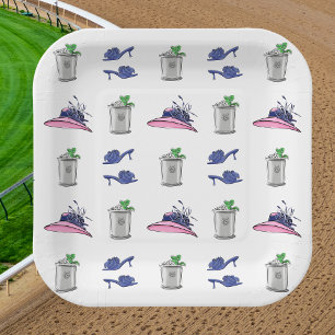 Preppy Ladies Derby Party Blue Heels Hats & Juleps Paper Plate