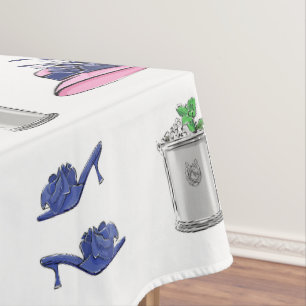 Preppy Ladies Derby Party Blue Heels Hats & Juleps Tablecloth