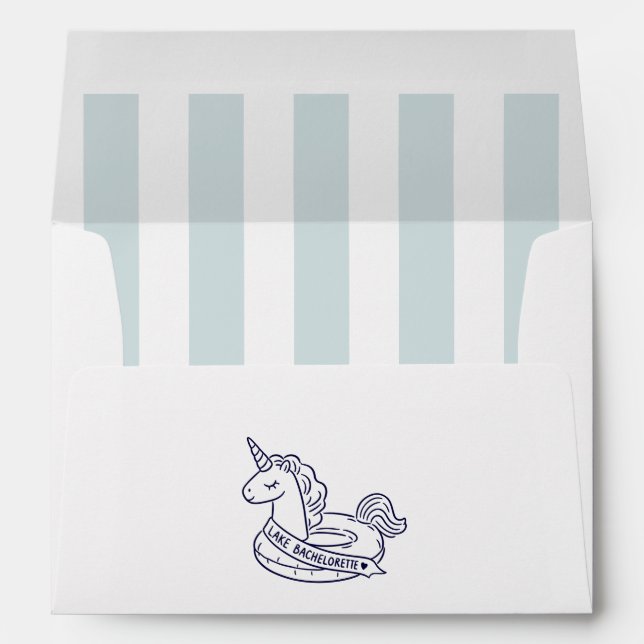 Preppy Lake Bachelorette Unicorn Pool Float Envelope (Back (Bottom))