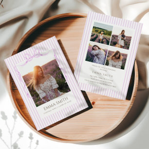 Preppy Lavender Graduation Photo Collage Invitation