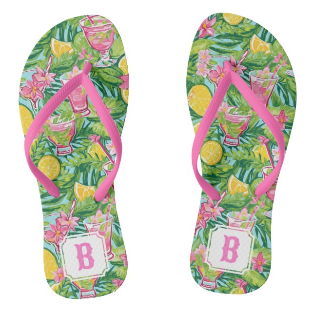 Preppy Lemon Cocktail | Monogram Jandals (Footbed)