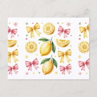 Preppy Lemons and Ribbons Summer Vibes Postcard