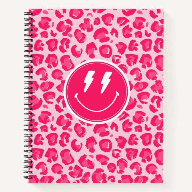 Preppy Leopard Print Smile Notebook (Front)