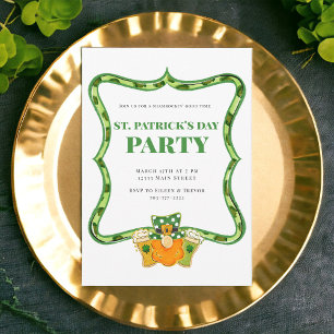 Preppy Leopard St Patrick's Day Party / Leprechaun Invitation