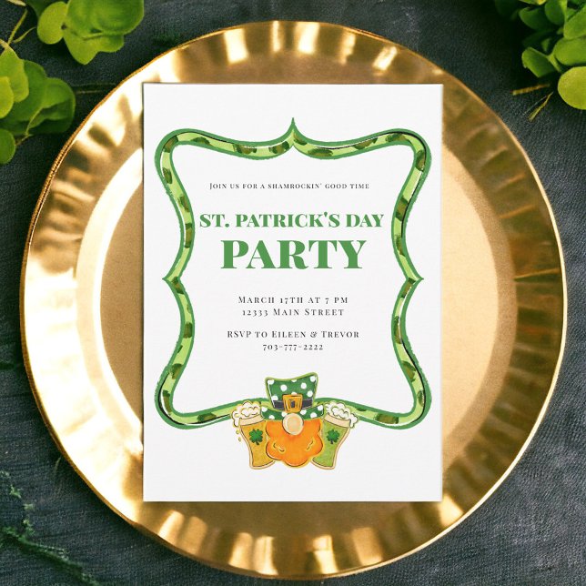 Preppy Leopard St Patrick's Day Party / Leprechaun Invitation (Creator Uploaded)
