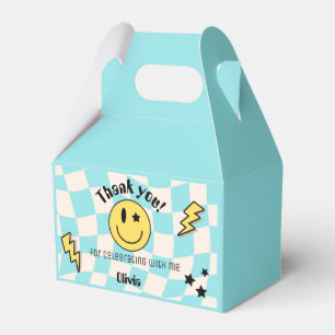 Preppy Light Blue Y2K Smiley Birthday Favor Box