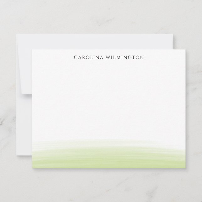 Preppy Light Green Watercolor Personal Note Card (Front)