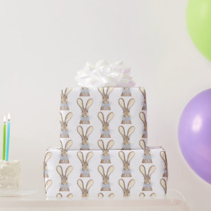 Preppy Little Blue Bow Baby Shower Boy Rabbit  Wrapping Paper