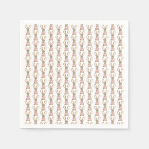 Preppy Little Pink Bow Baby Shower Girl Rabbit Napkin