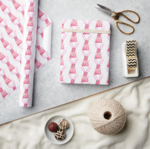 Preppy Little Pink Bow Coquette Girl Rabbit  Wrapping Paper