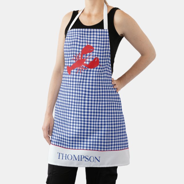 Preppy Lobster Bake Party Griller Cook Custom Text Apron (Insitu)