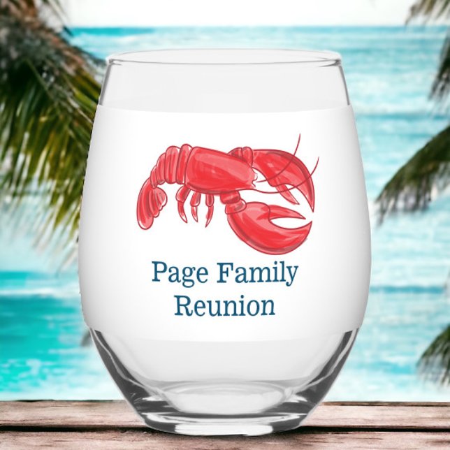Preppy Lobster Family Reunion  Stemless Wine Glass (Creator Uploaded)