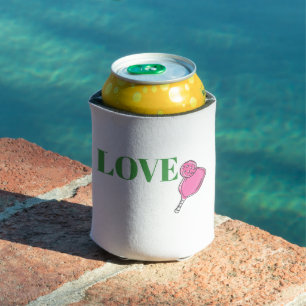 Preppy Love Pink Pickleball Can Cooler