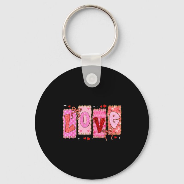 Preppy Love Valentine Nk Coquette Bow Girl Women K Key Ring (Front)
