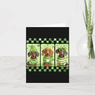 Preppy Lucky Dachshund Dog Irish Shamrock St Card
