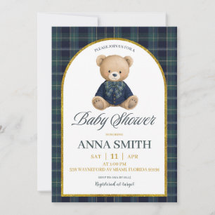 Preppy Luxury Bear Baby Shower Invitation