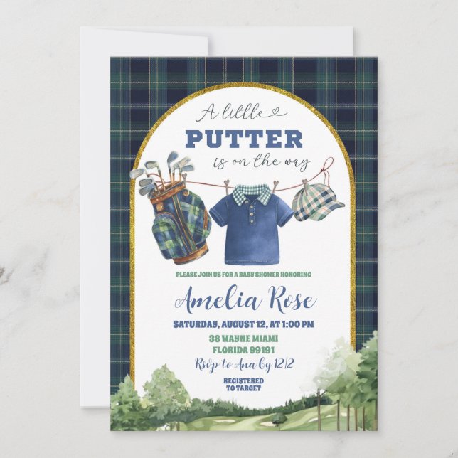 Preppy Luxury Golf Baby Shower Invitation (Front)