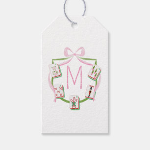 Preppy Mah Jongg Holiday Crest and Bow Gift Tags