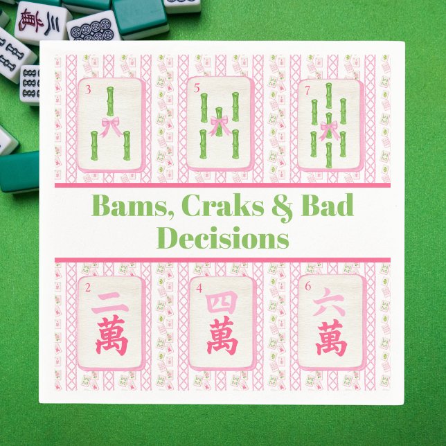 Preppy Mahjong Bams, Craks & Bad Decisions  Napkin (Creator Uploaded)