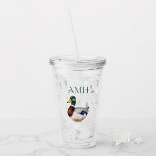 Preppy Mallard Duck Monogram Acrylic Tumbler