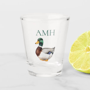Preppy Mallard Duck Monogram Shot Glass