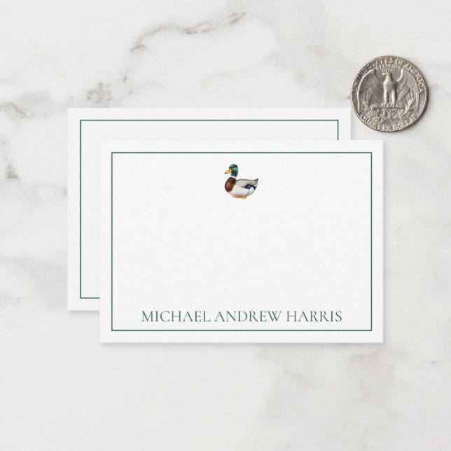 Preppy Mallard Duck Personalised Card (Front/Back In Situ)