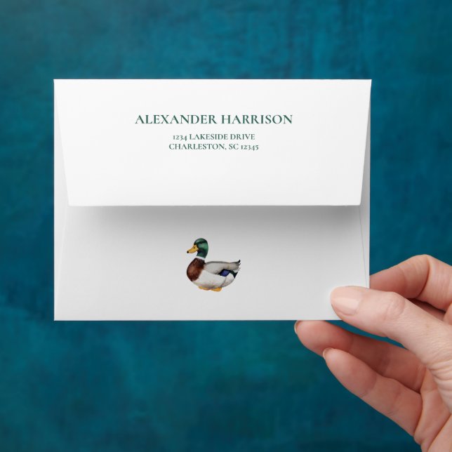 Preppy Mallard Duck Personalised Envelope (Hand)