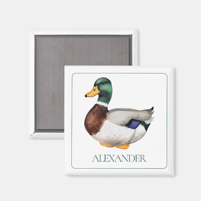 Preppy Mallard Duck Personalised Magnet (Front/Back)