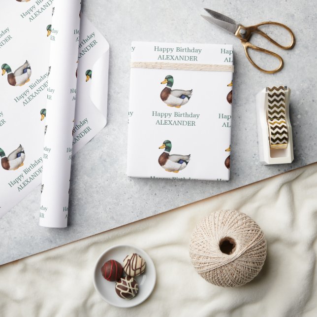 Preppy Mallard Duck Personalised Wrapping Paper (Crafts)
