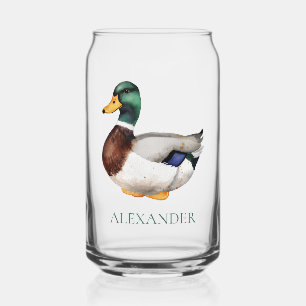 Preppy Mallard Duck Personalized Can Glass