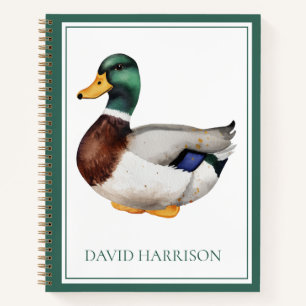 Preppy Mallard Duck Personalized Notebook