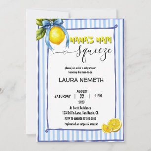 Preppy Mama's Main Squeeze Lemon Boy Baby Shower Invitation